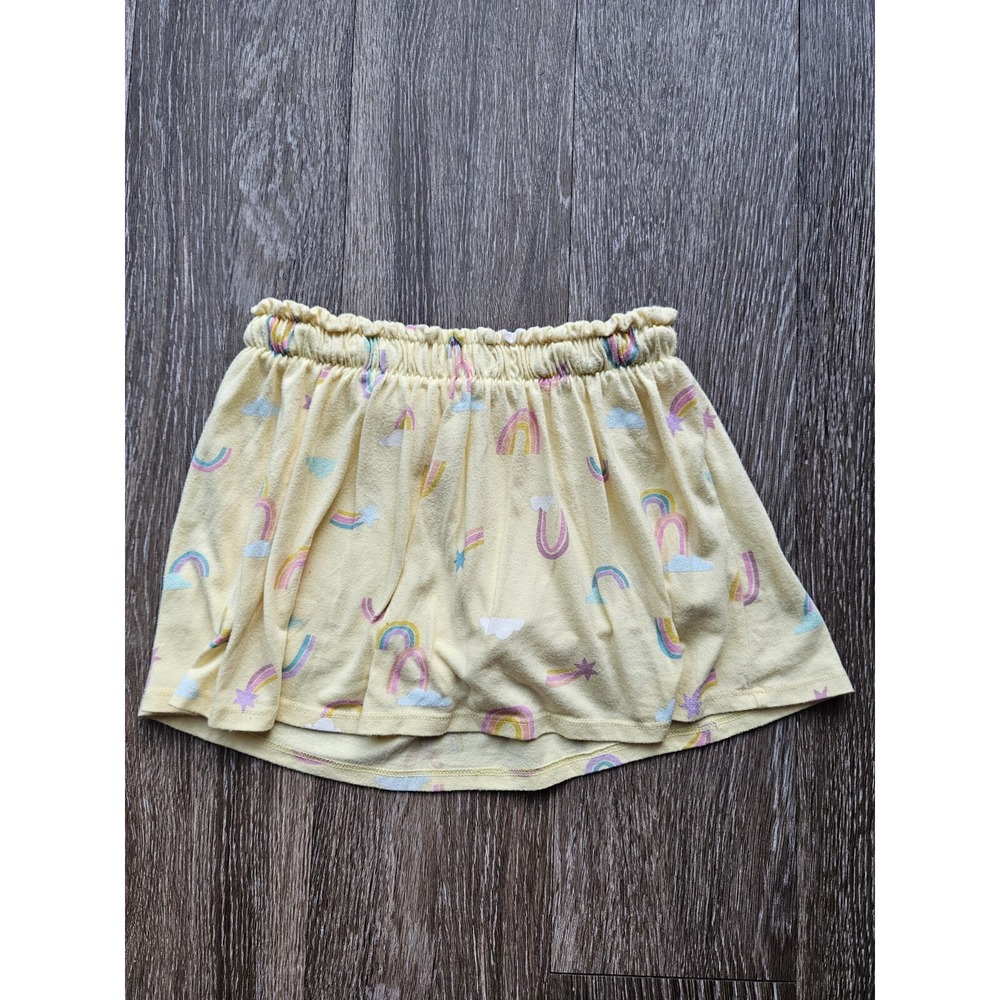 Girls Skirt Yellow Rainbow Print Elastic‎ Waist Casual Cute Toddler Kids